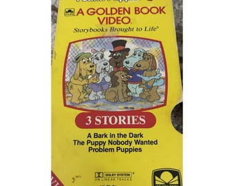 Pound Puppies VHS Golden Book Video Tape 3 Stories 1986 Retro 80s Shows Kids Dog