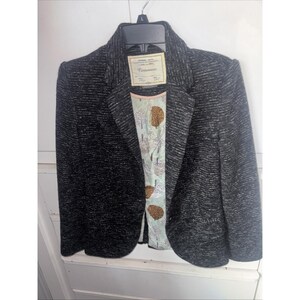 Cartonnier Anthropologie Märke Grå Stickad Kavaj Bomull Boho Kontorsmönstrad Xs bild 2