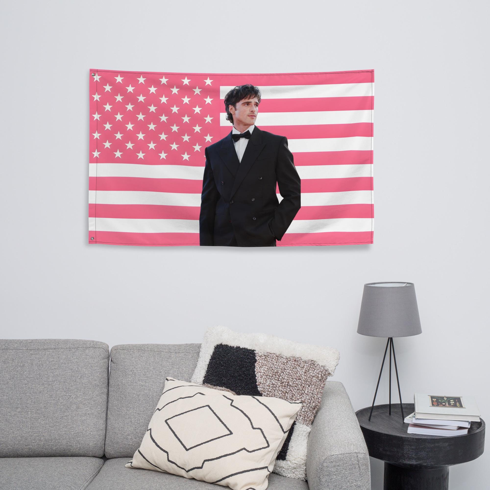 Jacob Rokas Flag Plus Jacob Elordi Flag - Pink American Flag Tapestry - Aesthetic Suit Wall ...