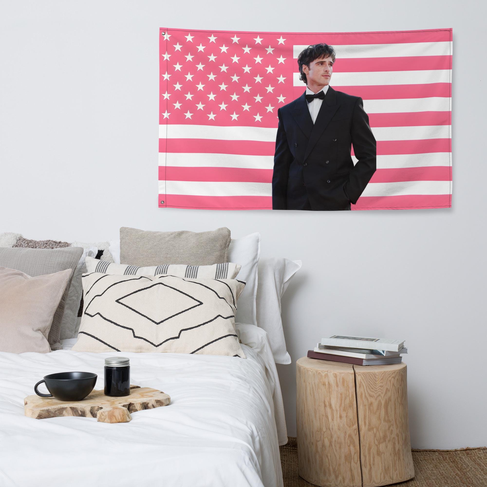 Jacob Rokas Flag Plus Jacob Elordi Flag - Pink American Flag Tapestry - Aesthetic Suit Wall ...
