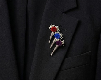 Spilla portafiori Tussie-Mussie in argento sterling, piccolo bouquet, spilla da bavero a forma di vaso botanico per lui e per lei