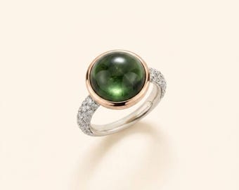 Anello da cocktail con pietre multiple incise, stile nudo, placcato oro rosa, in argento, per lei.