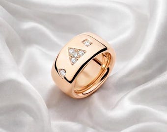Anello in argento sterling placcato oro 18 carati stile Nudo, anello con moissanite incastonata a castone, anello da donna massiccio