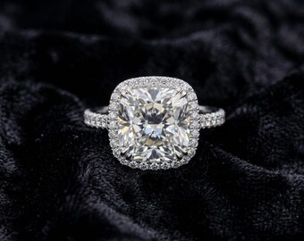 Anello di fidanzamento in argento placcato oro bianco 14 carati con grande pietra preziosa, anello da cocktail da donna con diamante e moissanite