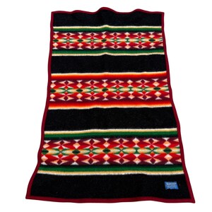 Pendleton Wool Blanket Beaver State Robe Shawl Black Multi Aztec Tribal Throw