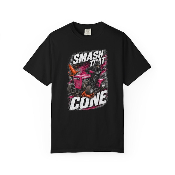 Smash That Cone T-shirt | Pink Lawnmower Racing Graphic