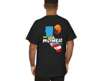 So Cal Mower Racing T-Shirt | California flag palm sunset graphic