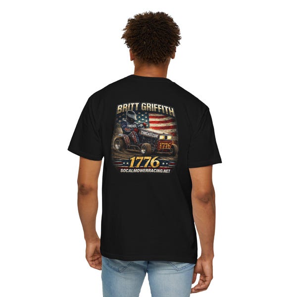 Britt Griffith Mower Racing 1776 T-Shirt | American Flag Racing Design