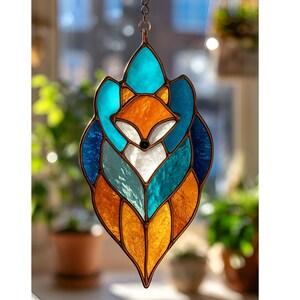 Stained Glass Fox Suncatcher Pattern, Geometric Animal Template (PDF)