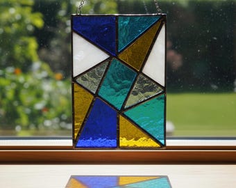 Padrão geométrico de vitral para apanhador de sol, modelo moderno redondo para fazer você mesmo (download digital)