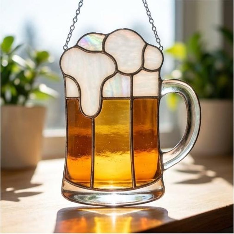 Geometric Beer Mug Stained Glass Pattern Set (4 Designs) (digital ...