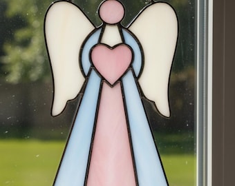 Padrão de vitral com anjo geométrico para apanhador de sol (Download digital)