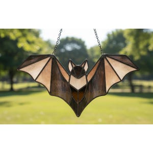 Geometric Bat Suncatcher Stained Glass Pattern – Halloween DIY (Digital Download)