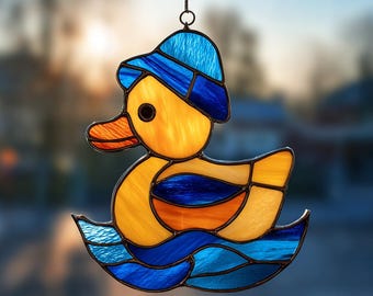 Modelo de vitral moderno com padrão geométrico de pato para apanhador de sol, faça você mesmo, arte da natureza, download digital.