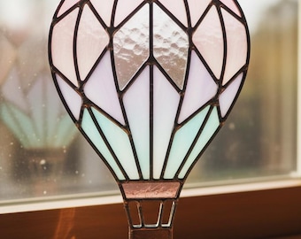 Patrón de vitral de globo aerostático: atrapasol geométrico DIY (descarga digital, 27 piezas)