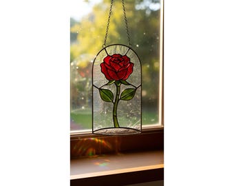 Padrão de vitral para apanhador de sol com rosas geométricas (Download digital)