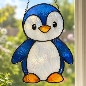 Penguin Stained Glass Pattern, Winter Animal Suncatcher (Digital Download)