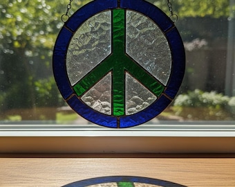 Padrão de Vitral com Símbolo da Paz, Modelo Moderno para Apanhador de Sol (Download Digital)