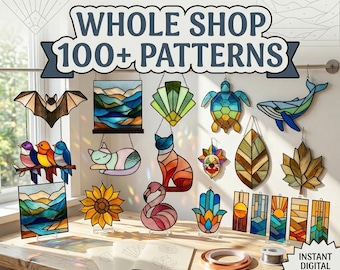 Pacote de Padrões de Vitrais: Mais de 100 Desenhos de Apanhadores de Sol (Download Digital) Loja completa
