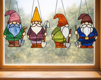 Pacote de Moldes para Vitrais: 4 Moldes Geométricos para Apanhadores de Sol com Gnomos (Download Digital)