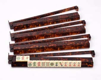 Mahjong Racks and Pushers Set, Injected Acrylic Matte Finish, Tortoise Shell Color