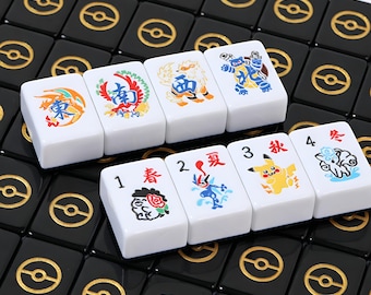 Juego de fichas de mahjong grabadas, diseño PKM