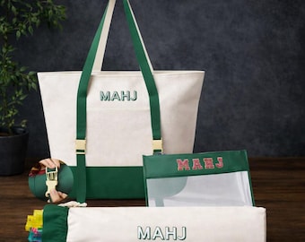 Mahjong Travel Bag Set, Canvas Tote Large Capacity Storage Organizer