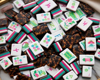 Engraved Mahjong Tiles Set, Tortoise Shell Pattern (pre-order)