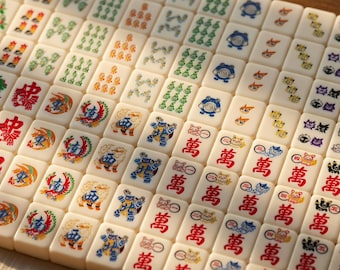 Engraved Mahjong Tiles Set, PKM Pattern