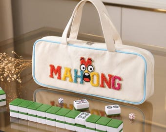 Bolsa de viaje para Mahjong bordada / Estuche para guardar fichas / Organizador portátil de accesorios