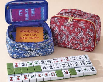 Mahjong Tiles Bag, Portable Storage Pouch Carrying Case for Mahjong Set Tiles & Accessories