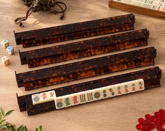 Mahjong Racks and Pushers Set of 4, Tortoise Shell Colors