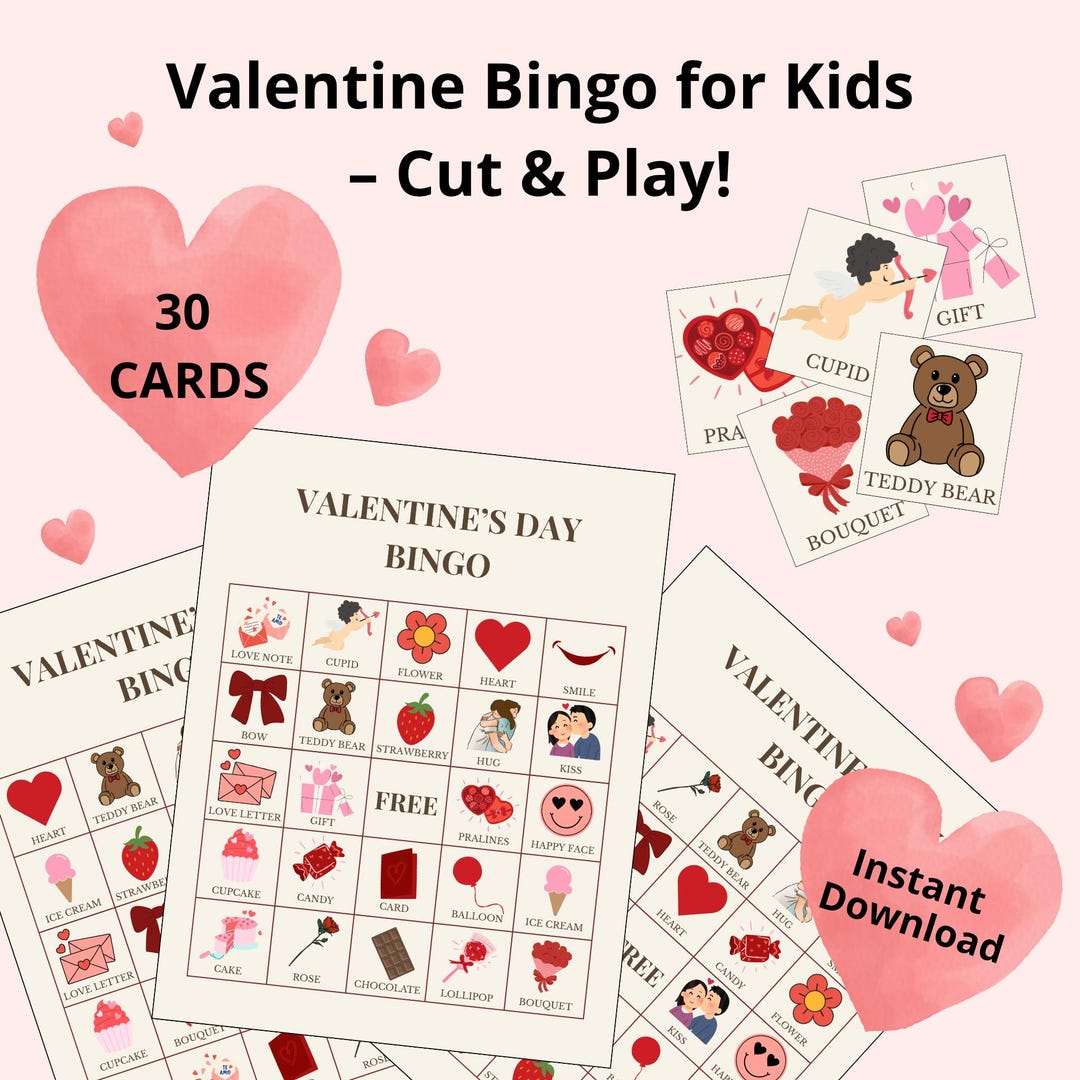 Valentine Bingo for Kids – Printable Valentine’s Day Game - Etsy