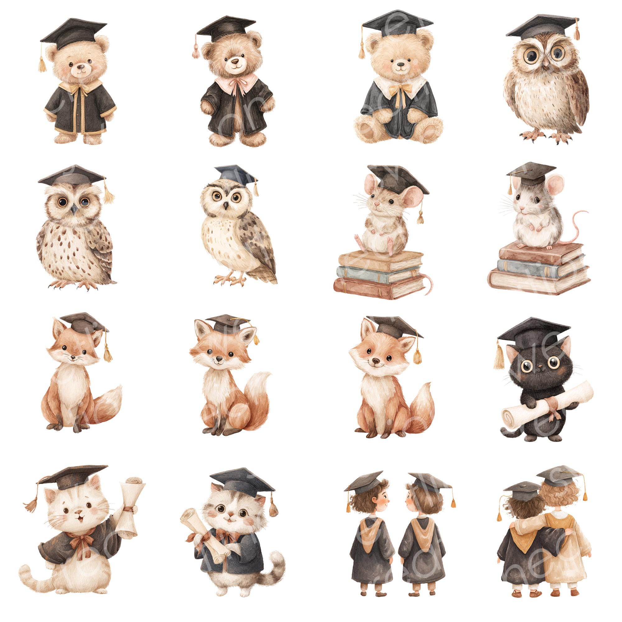 Graduation Clipart PNG, Class of 2026 Watercolor Grad Bundle ...