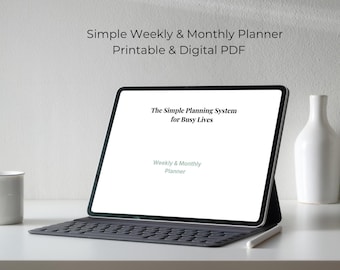 忙しい人のためのシンプルな週間・月間プランナー | 最小限のプランニングシステム | 印刷可能/デジタルPDF