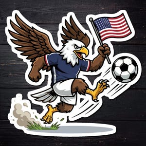 Bald Eagle USMNT Soccer Sticker | 2026 World Cup Patriotic Mascot image 1