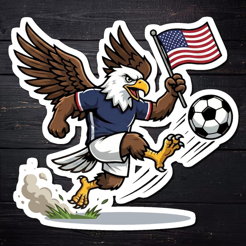 Bald Eagle USMNT Soccer Sticker | 2026 World Cup Patriotic Mascot image 1