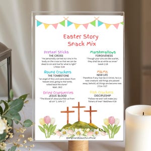 Easter Story Snack Mix Printable, Christian Activity for Kids, Sunday School Easter Lesson, Resurrection Story Food Craft, Bible Activity