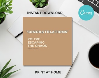 Funny Leaving Card for Coworker | Editable Canva Template (Instant Download)