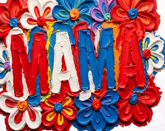 Mama Floral 3D PNG, Patriotic Mama Sublimation Design, Summer Mom Shirt Design, Retro Flower Mama Clipart, Digital Download PNG