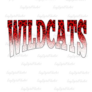 Wildcats PNG: Red Leopard Print Ombre Gradient Sports Sublimation Design
