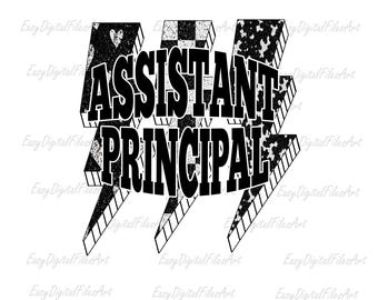 Assistant Principal PNG: Black White Lightning Bolt Retro Cow Print Sublimation