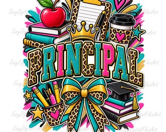 Main PNG: Leopard Coquette Bow School Admin Doodle Sublimation