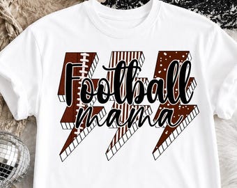 Football Mama PNG: Brown Lightning Bolt Retro Pattern Sublimation