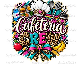 Cafeteria Crew PNG: Lunch Lady Leopard Coquette Bow School Sublimation