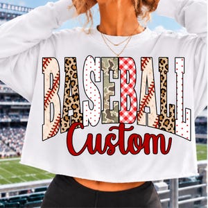 Custom Baseball PNG, Leopard Camo Patchwork Lettering