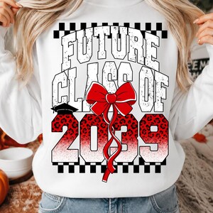 Future Class of 2039 PNG: Red Leopard Coquette Bow Back to School Sublimation