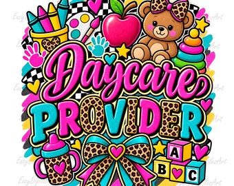 Daycare Provider PNG: Leopard Coquette Bow Teddy Bear Doodle Sublimation