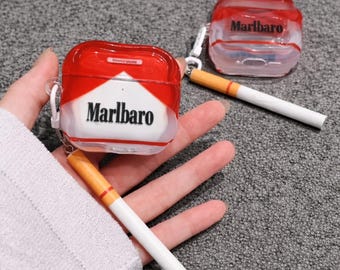 Funda para AirPods con diseño de cigarrillo, funda para auriculares con dije de cigarrillo, AirPods 1 2 3 4 Pro 2, regalo para amantes del tabaco