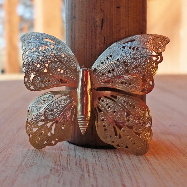 Gold Filigree Butterfly Brooch